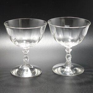 2 Fostoria Wilma Low Coupe 4.2" champagne sherbet cocktail Crystal midcentury 6z